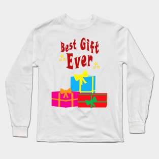 Presents of Gift Boxes with tagline: Best Gift Ever Long Sleeve T-Shirt